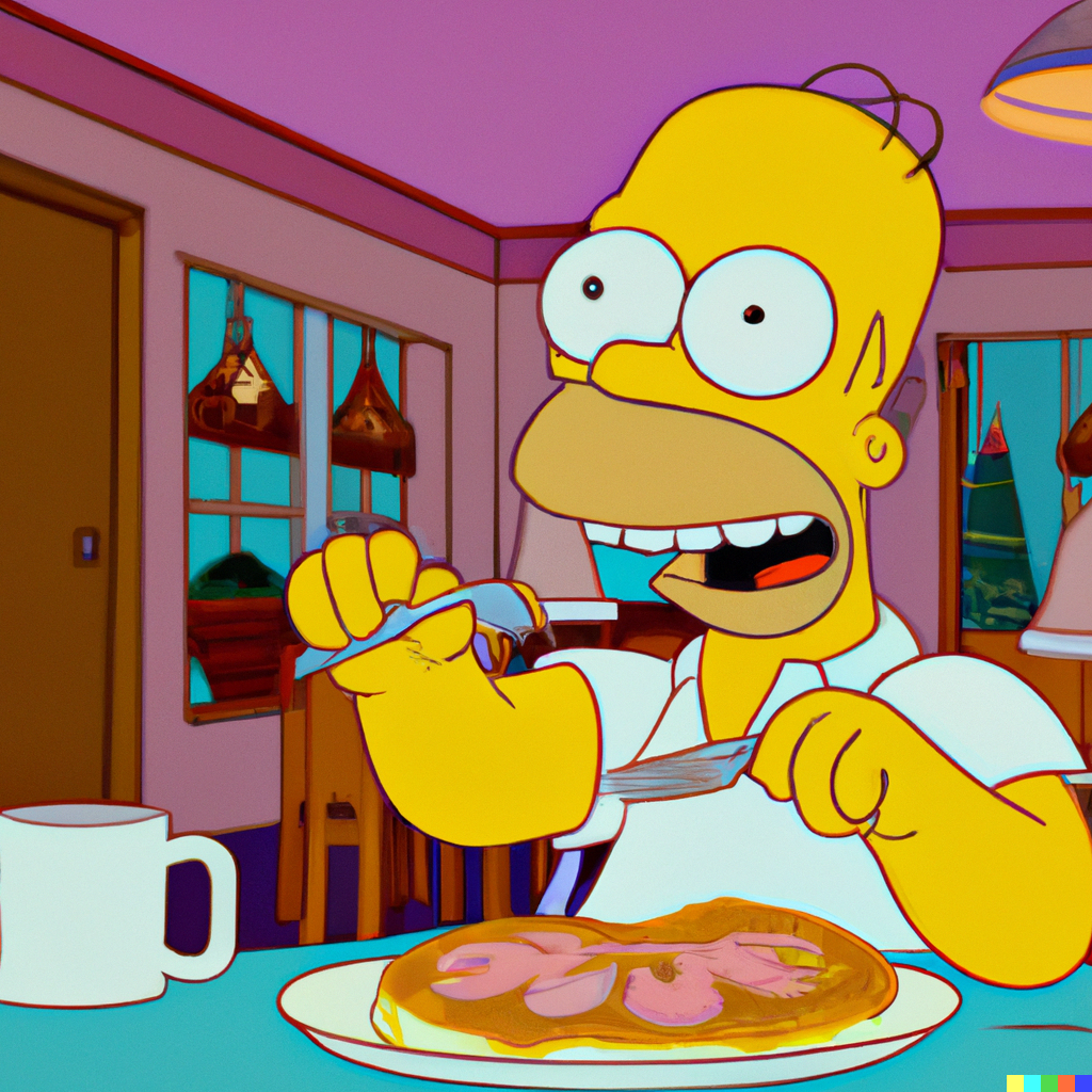 Homer Simpson eating pancakes